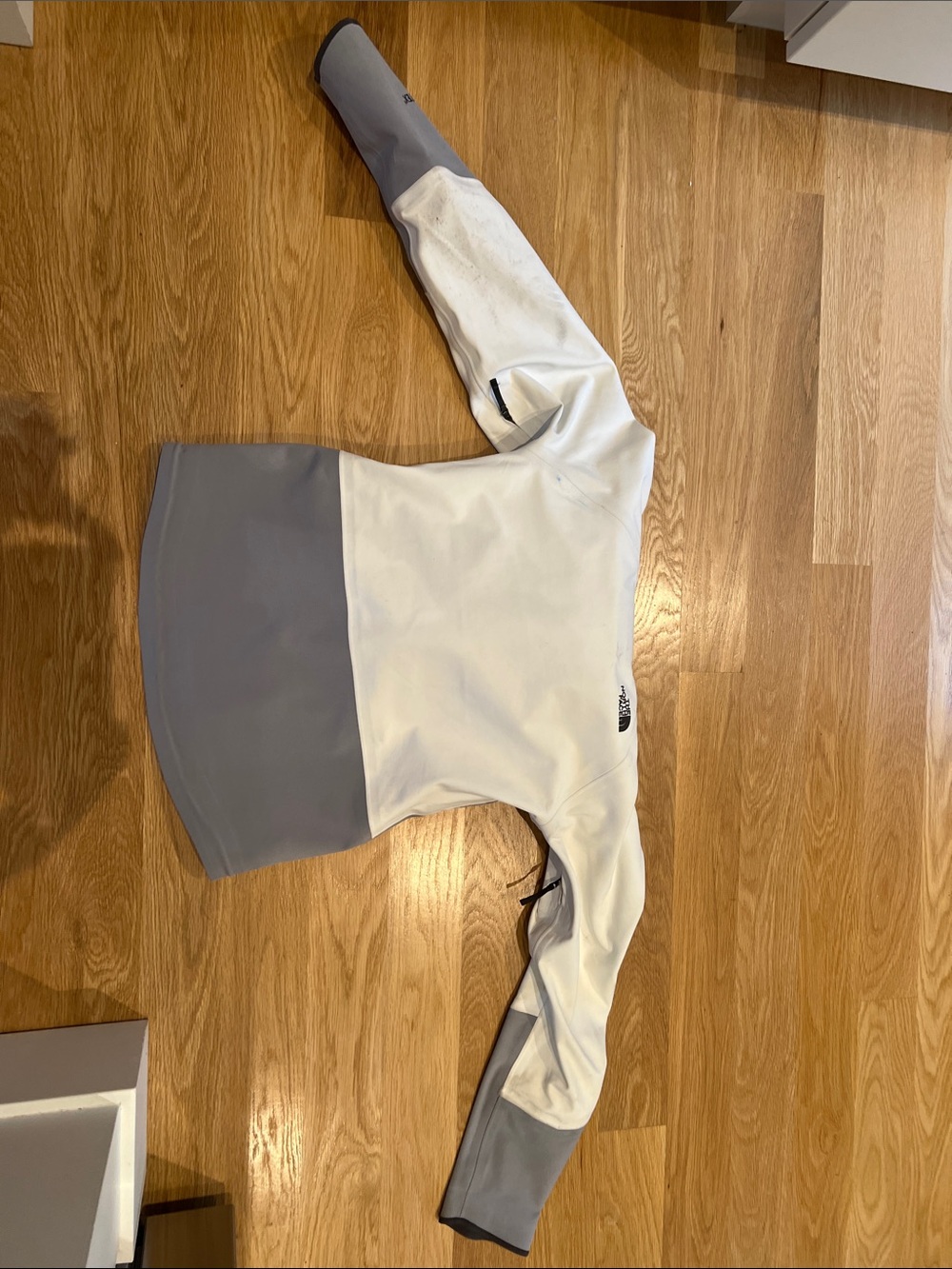 The North Face Women's White and Gray Colorblock Pullover Hoodie